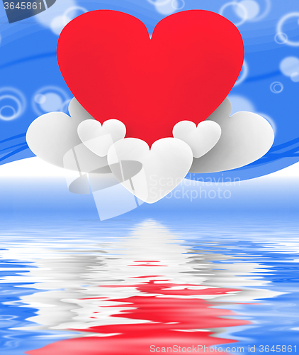 Image of Heart On Heart Clouds Displays Romantic Imagination And Dreams