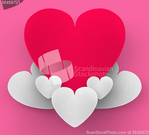 Image of Heart On Heart Clouds Shows Romantic Heaven Or In Love Sensation