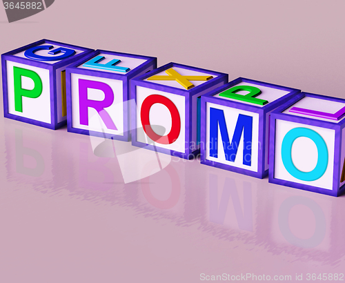 Image of Promo Blocks Mean Special Reduced Price Or  Off