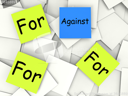 Image of Against For Post-It Notes Mean Disagree With Or Support