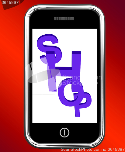 Image of Shop On Phone Shows Purchases From Online Internet Store