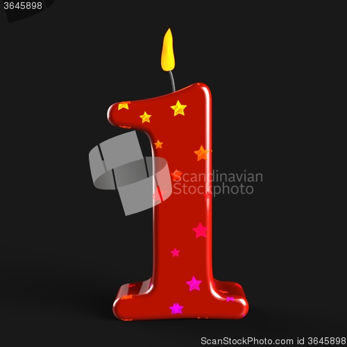 Image of Number One Candle Shows One Year Anniversary Or Birthday