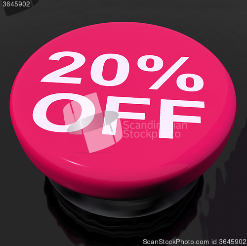 Image of Twenty Percent Button Shows Sale Discount Or 20 Off