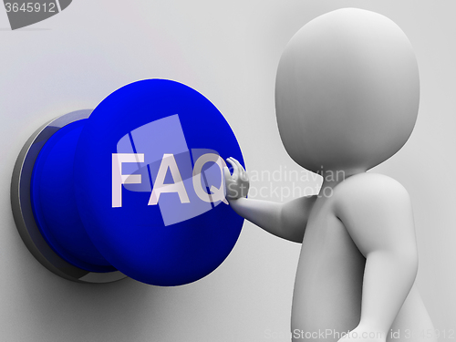 Image of FAQ Button Shows Website Questions And Assistance