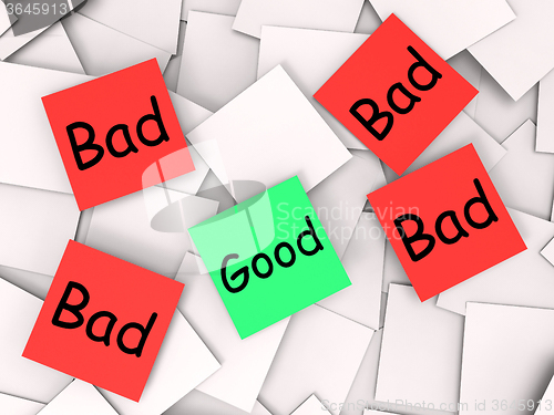 Image of Good Bad Post-It Notes Mean Acceptable Or Unacceptable