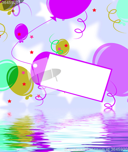 Image of Card Tied To Balloon Displays Birthday Party Invitation Or Celeb