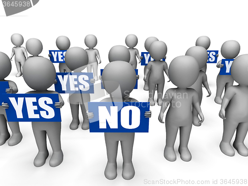 Image of Characters Holding Yes No Signs Mean Uncertain Decisions