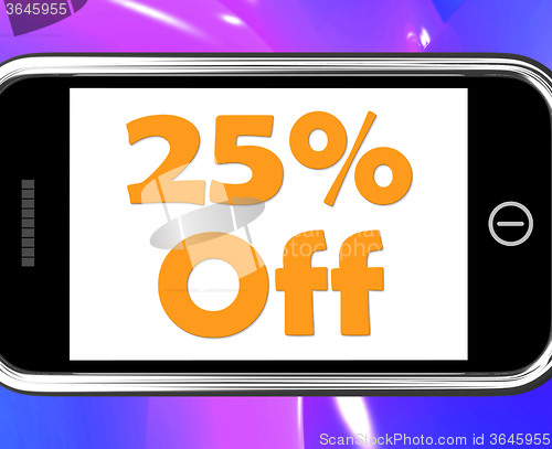 Image of Twenty Five Percent Phone Shows Sale Discount Or 25 Off