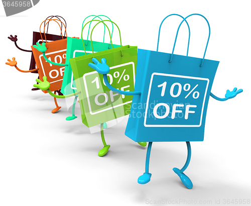 Image of Ten Percent Off On Colored Shopping Bags Show Bargains