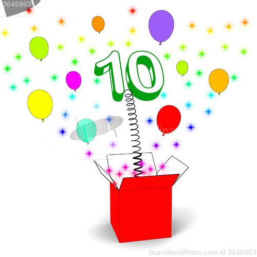 Image of Number Ten Surprise Box Shows Numerical Toy Or Adornment