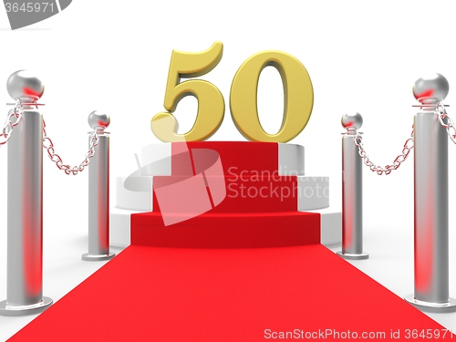 Image of Golden Fifty On Red Carpet Shows Fiftieth Cinema Anniversary Or 