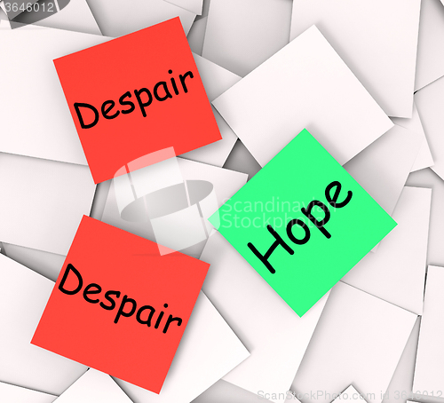 Image of Hope Despair Post-It Notes Show Hoping Or Depression