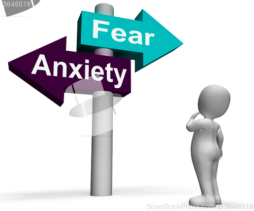 Image of Fear Anxiety Signpost Shows Fears And Panic