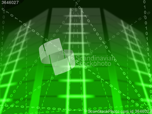Image of Green Binary Circuit Background Shows Matrix Or Computer Program