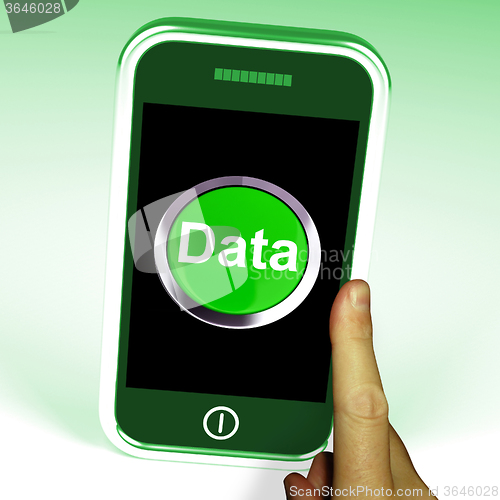 Image of Data Smartphone Shows Documents Information And Cloud