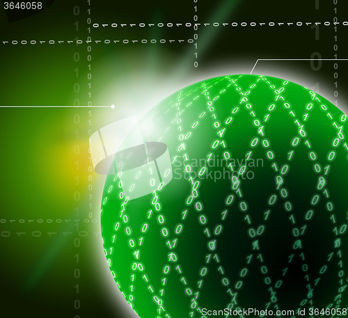 Image of Green Ornamented Sphere Background Shows Geometrical Art And Dig