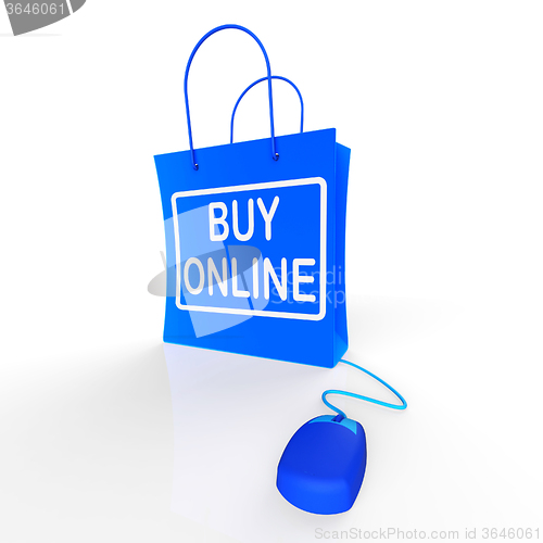 Image of Buy Online Bag Represents Internet Shopping and Buying