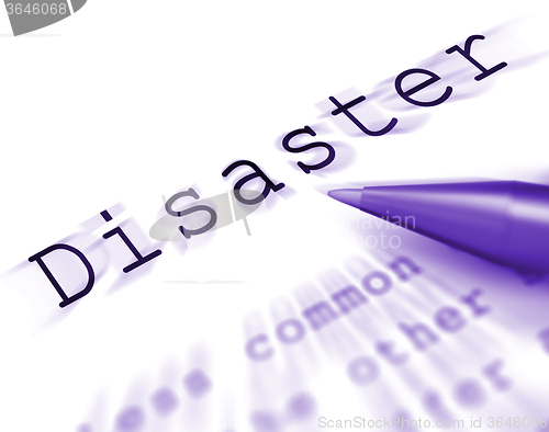 Image of Disaster Word Displays Emergency Calamity And Crisis