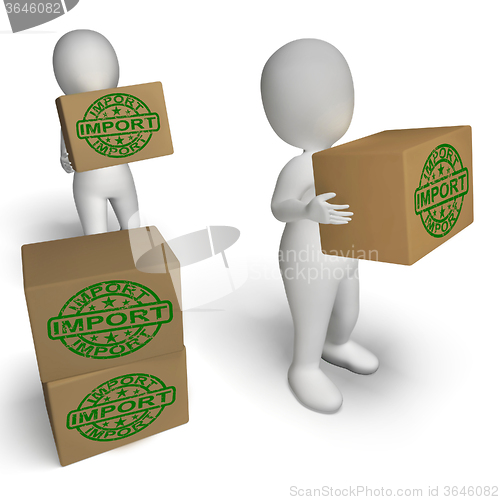 Image of Import Boxes Show Importing Goods and Merchandise