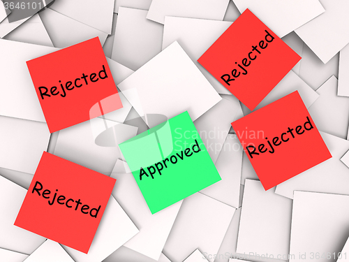 Image of Approved Rejected Post-It Notes Shows Accepted Or Refused