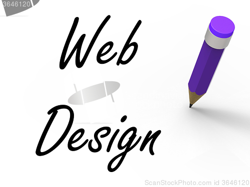 Image of Web Design with Pencil Infers Written Plan for Internet Creativi