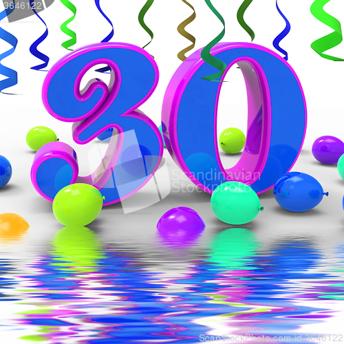 Image of Number Thirty Party Displays Decorated Party Or Colourful Garlan