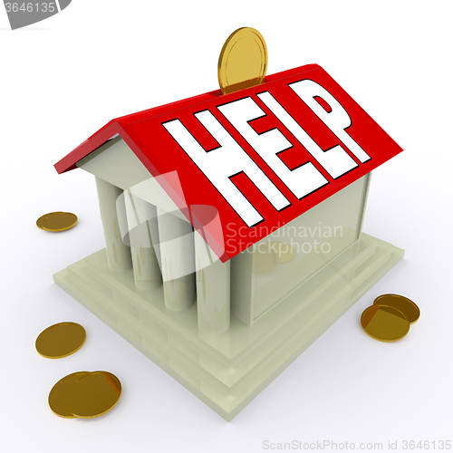 Image of Help on House Or Money Box Means Loan Assistance