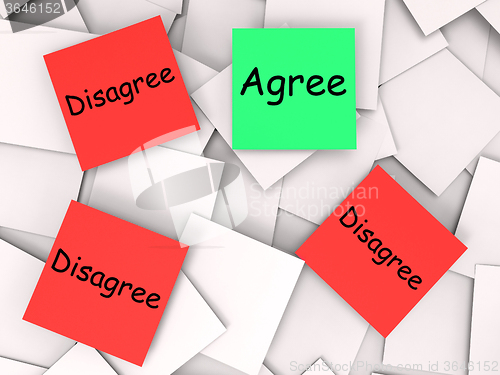 Image of Agree Disagree Post-It Notes Mean For Or Against