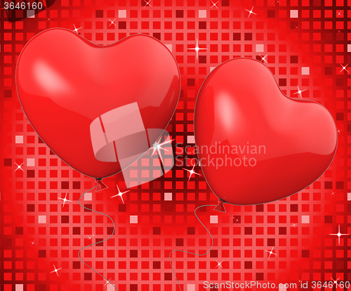 Image of Heart Balloons Show Romantic Decoration Or Anniversary Celebrati