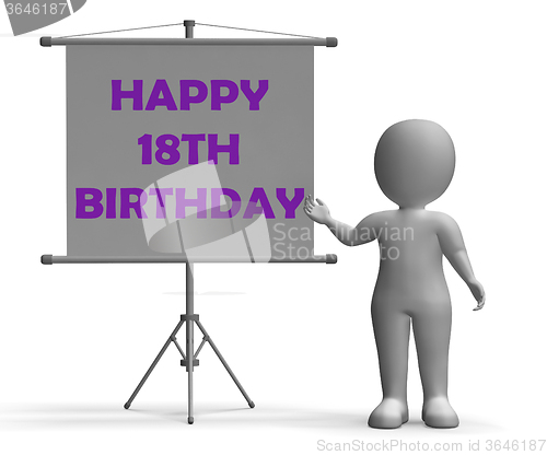 Image of Happy Eighteenth Birthday Board Shows Happy Celebration