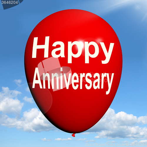 Image of Happy Anniversary Balloon Shows Cheerful Festivities and Parties