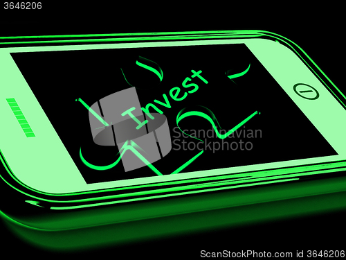 Image of Invest Smartphone Means Investment In Company Or Savings