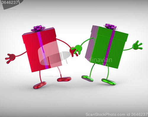 Image of Presents Mean Receiving And Unwrapping Xmas Or Birthday Gift