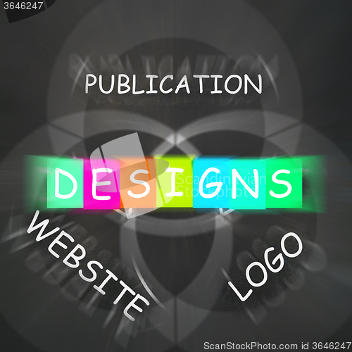 Image of Web design Words Displays Designs for Logo Publication and Websi