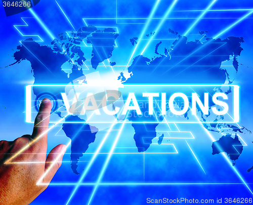 Image of Vacations Map Displays Online Planning or Worldwide Vacation Tra