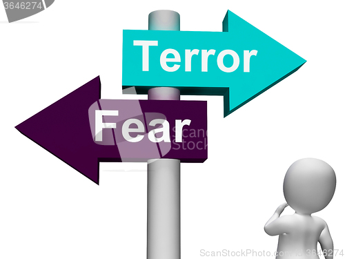 Image of Terror Fear Signpost Shows Anxious Panic And Fears