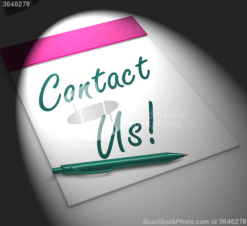 Image of Contact Us! Notebook Displays Customer Service And Support