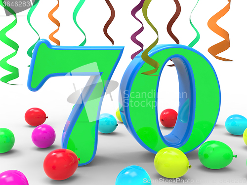 Image of Number Seventy Party Means Surprise Birthday Party Or Special Ev