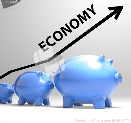 Image of Economy Arrow Means Economic System And Finances