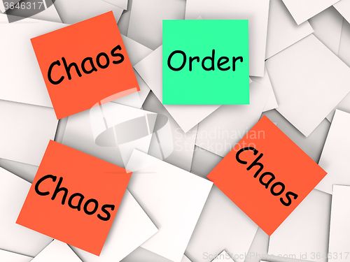 Image of Order Chaos Post-It Notes Mean Orderly Or Chaotic