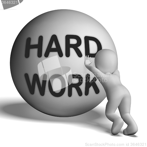 Image of Hard Work Uphill Character Shows Difficult Working Labour
