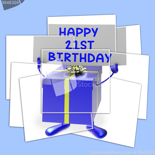Image of Happy 21st Birthday Sign and Gift Displays Twenty first Party