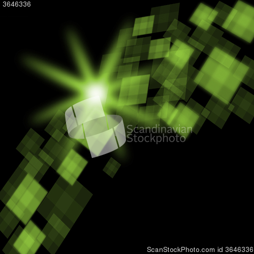 Image of Green Cubes Background Means Futuristic Concept Or Pixeled Desig