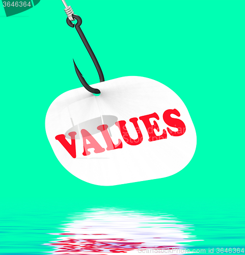 Image of Values On Hook Displays Ethical Values Or Morality