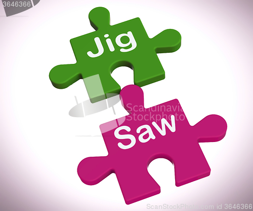 Image of Jigsaw Shows Puzzle Game And Connecting Pieces