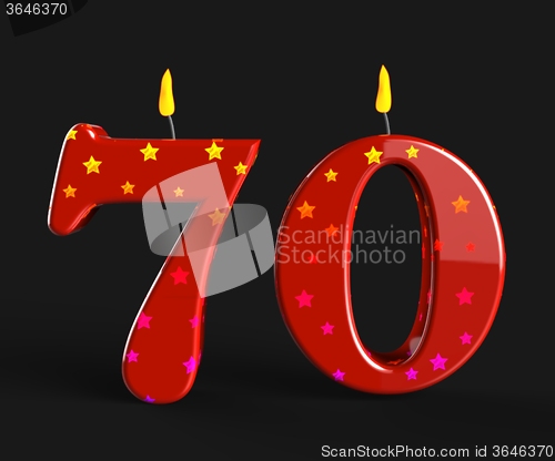 Image of Number Seventy Candles Mean Special Anniversary Or Birthday Part