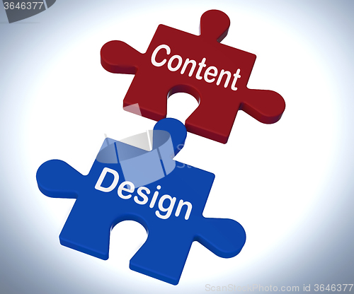 Image of Content Design Puzzle Shows Promotional Material And Layout