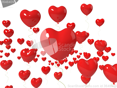 Image of Heart Balloons Floating Show Love Is In The Air