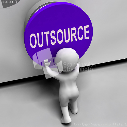 Image of Outsource Button Means Freelancer Or Independent Worker