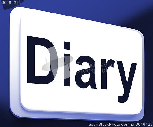 Image of Diary Button Shows Online Planner Or Schedule